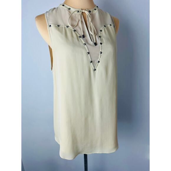 Haute Hippie Size Small Liberty Studded Silk Tank Cream Luxury $248 MSRP - Picture 2 of 11